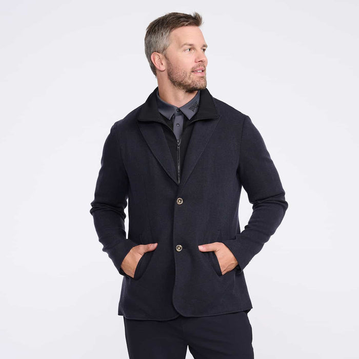 PXG men's dark navy every occasion blazer, third front view