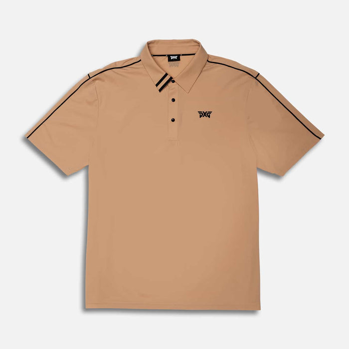 PXG men's stone fruit fine line polo, flat lay