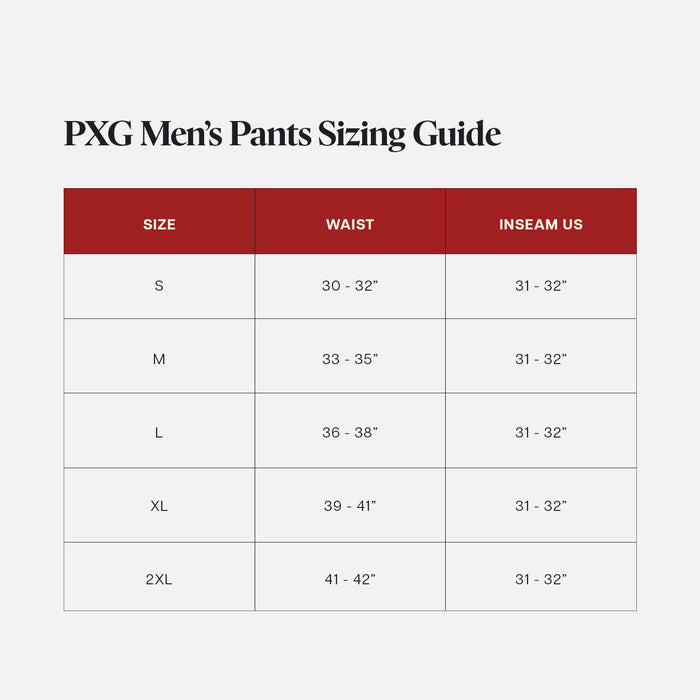 PXG men's navy golf trousers on a white background