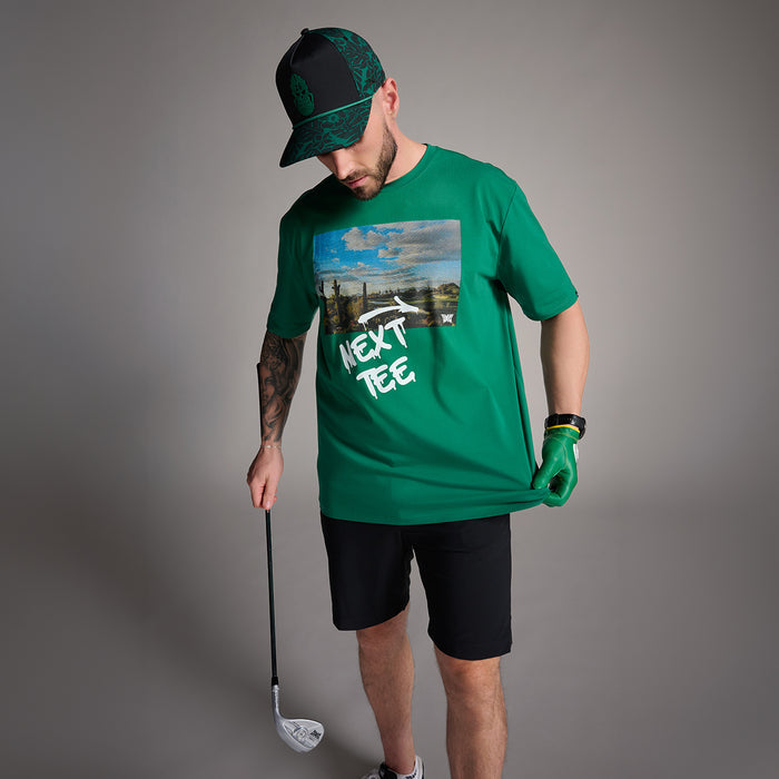 Men's Par-Fiti Tee in Evergreen Grove, front lifestyle view