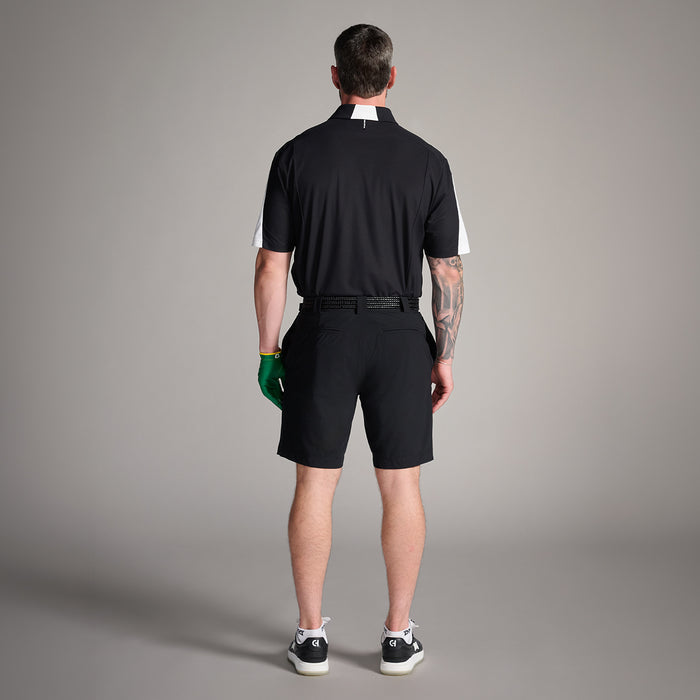 Men's Precision Shoulder Polo in White/Black Comfort Fit, back view