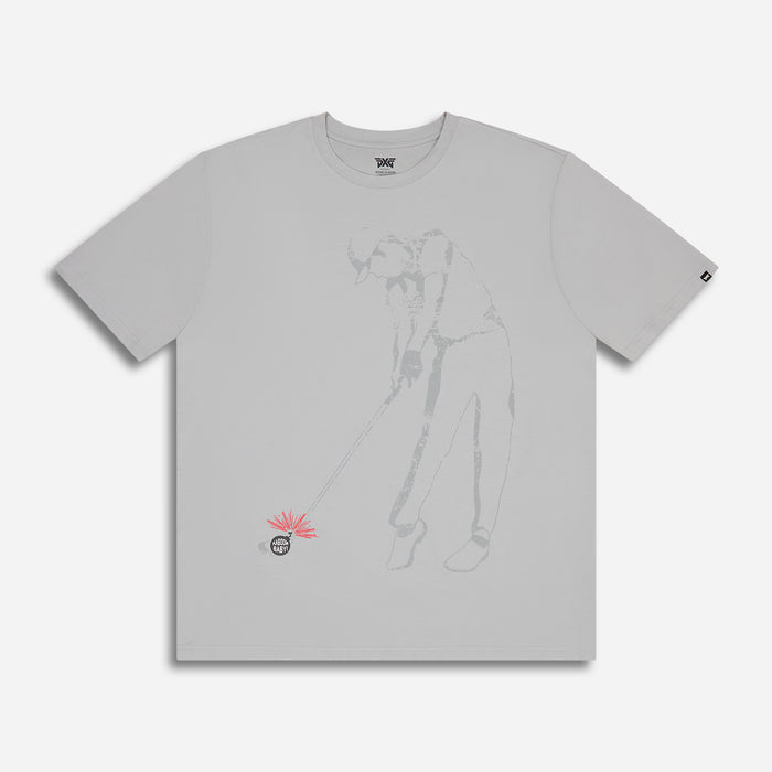 Men's Shadow Golf Tee in Charcoal, lay flat front view