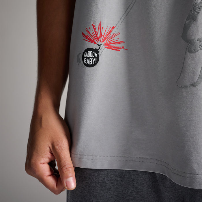 Men's Shadow Golf Tee in Charcoal, side detail view