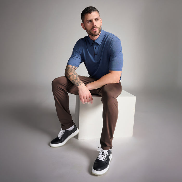 PXG men's brown slim pant on a white background