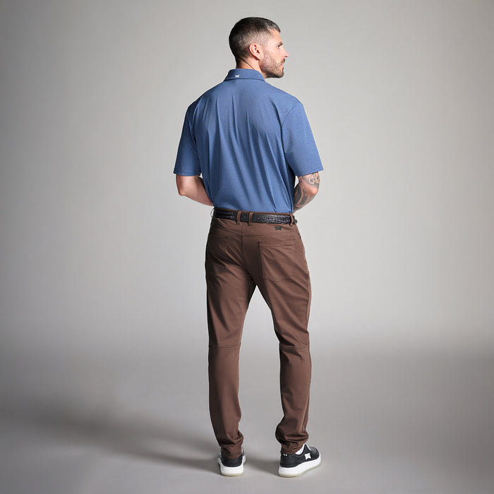 PXG men's brown slim pant on a white background