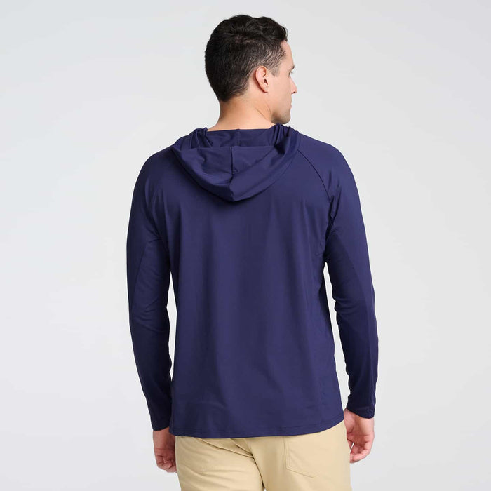PXG men's navy tour hooded raglan pullover on a white background