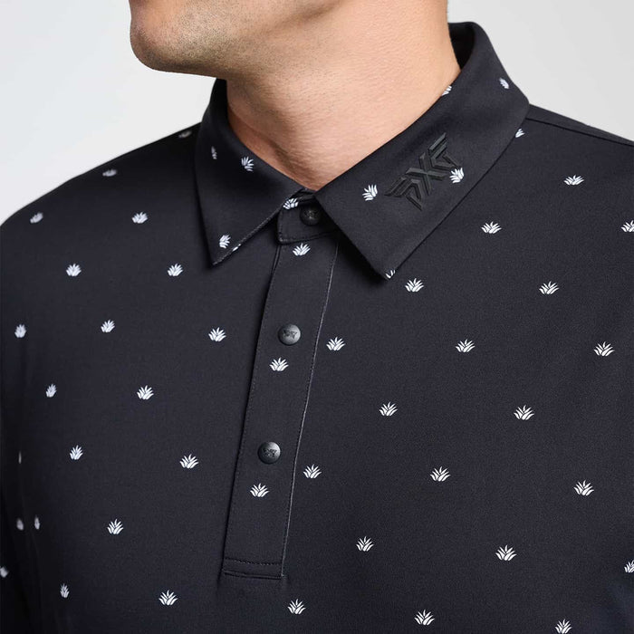 Men's Tour Succulent Polo in Black Comfort Fit, detail view