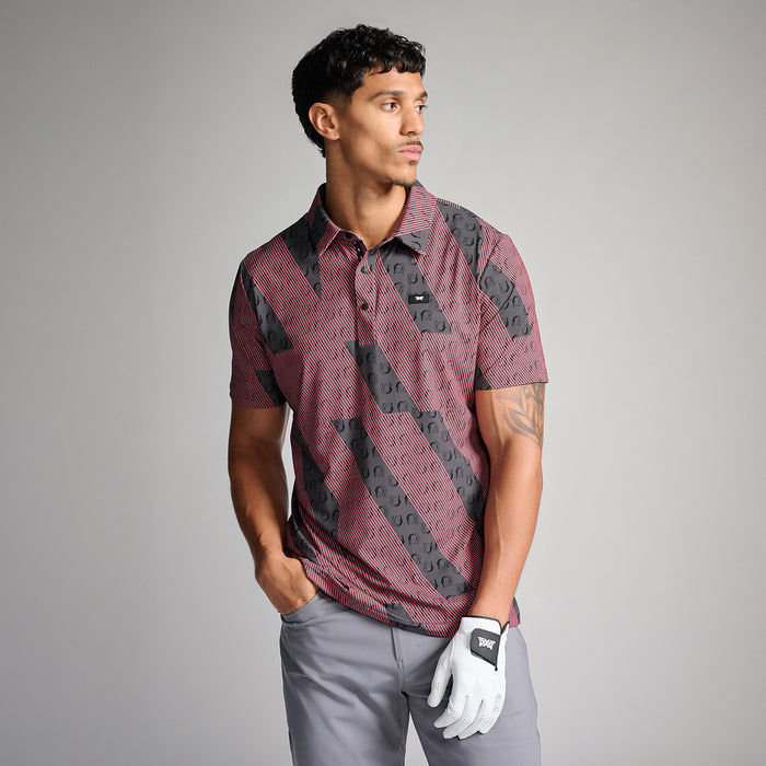 PXG men's grey troops polo athletic fit on a white background