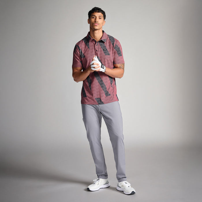 PXG men's grey troops polo athletic fit on a white background