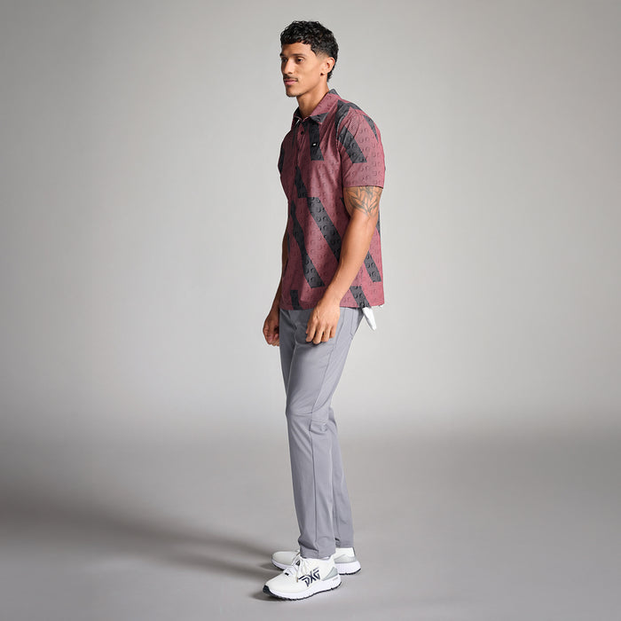PXG men's grey troops polo athletic fit on a white background