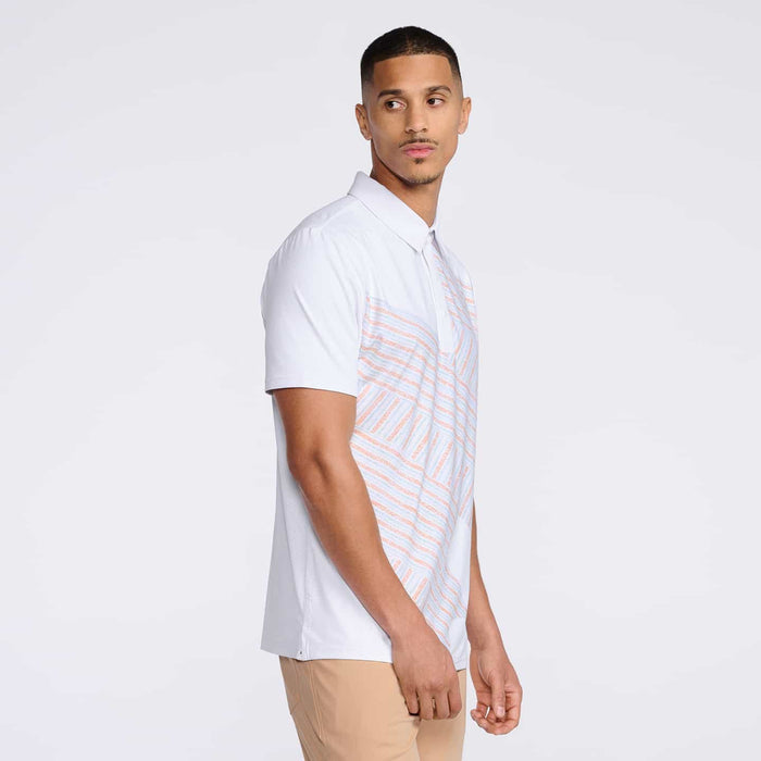 PXG men's white athletic fit victory flag polo, alternate side view
