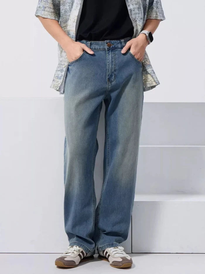 Men's Vintage Wash Loose Fit Jeans - Premium Fitness & Activewear for Men & Women|UK