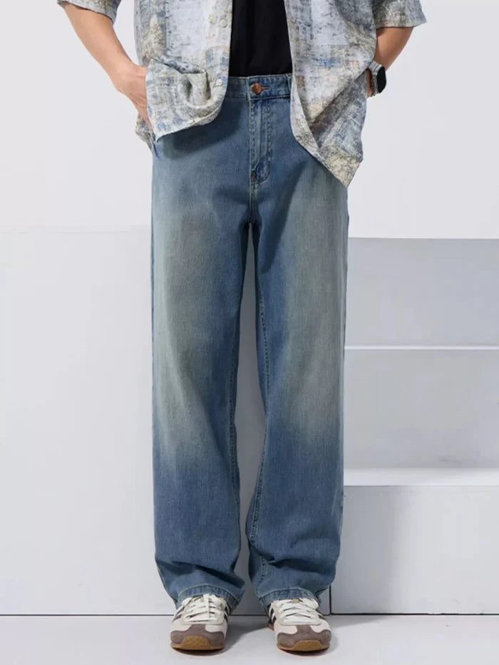 Men's Vintage Wash Loose Fit Jeans - Premium Fitness & Activewear for Men & Women|UK