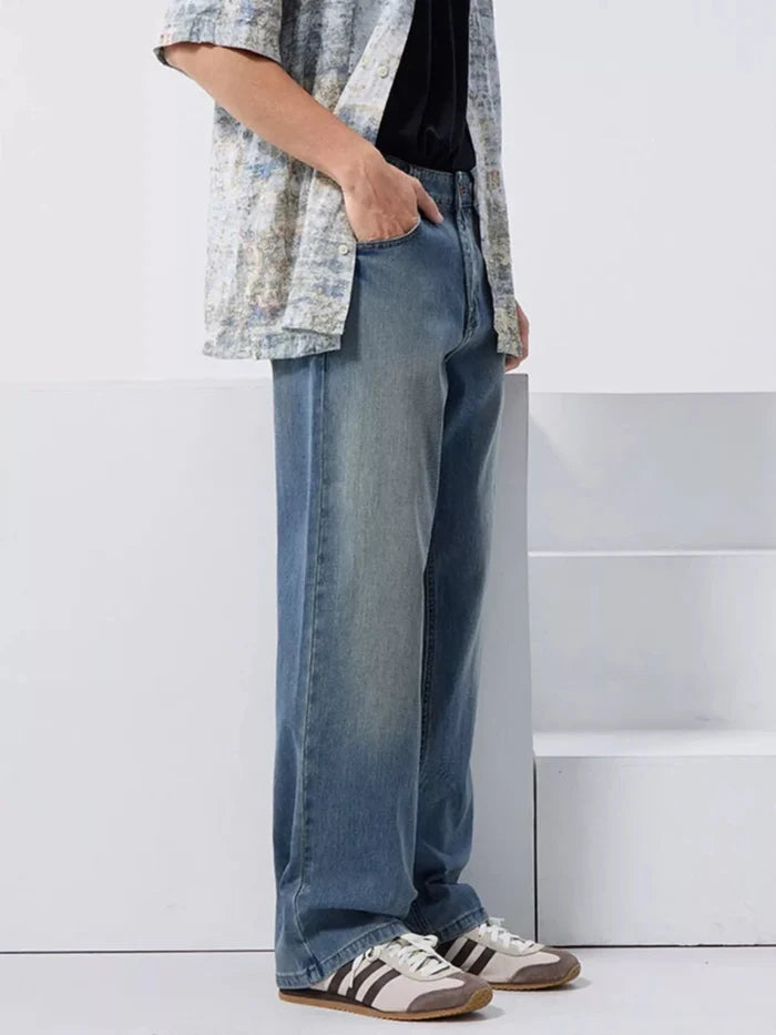 Men's Vintage Wash Loose Fit Jeans - Premium Fitness & Activewear for Men & Women|UK