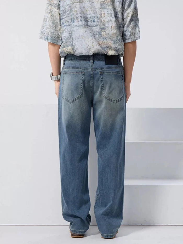 Men's Vintage Wash Loose Fit Jeans - Premium Fitness & Activewear for Men & Women|UK