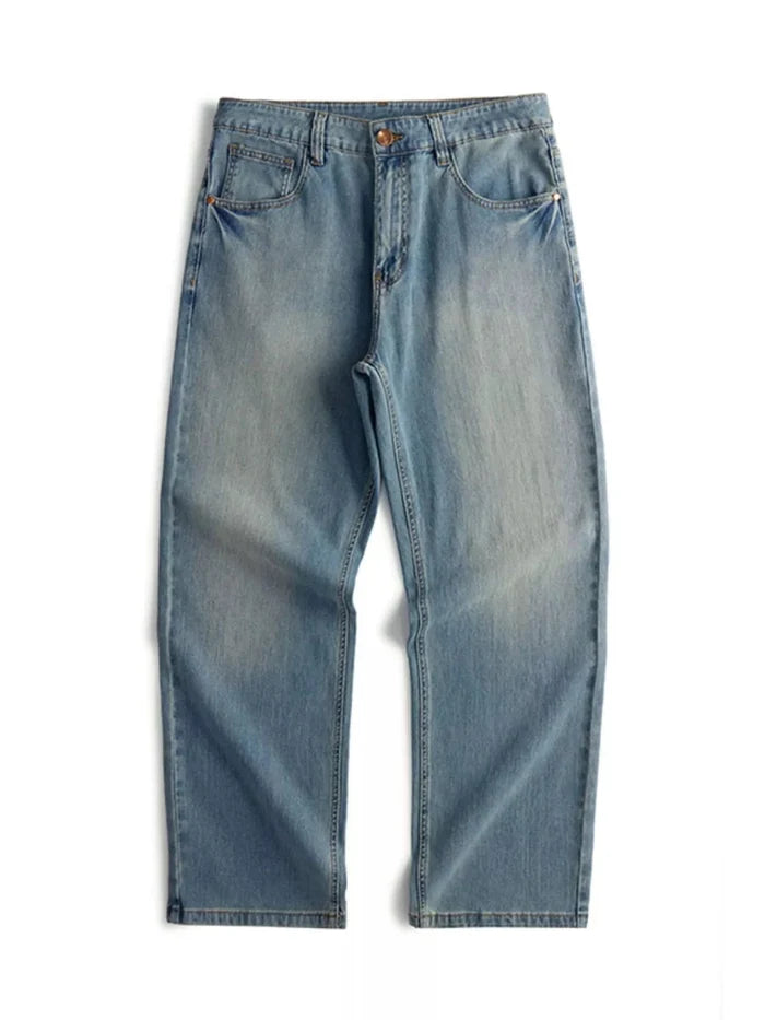 Men's Vintage Wash Loose Fit Jeans - Premium Fitness & Activewear for Men & Women|UK