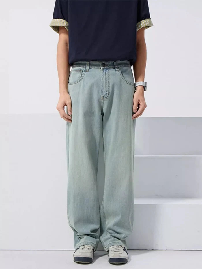 Men's Vintage Wash Loose Fit Jeans - Premium Fitness & Activewear for Men & Women|UK