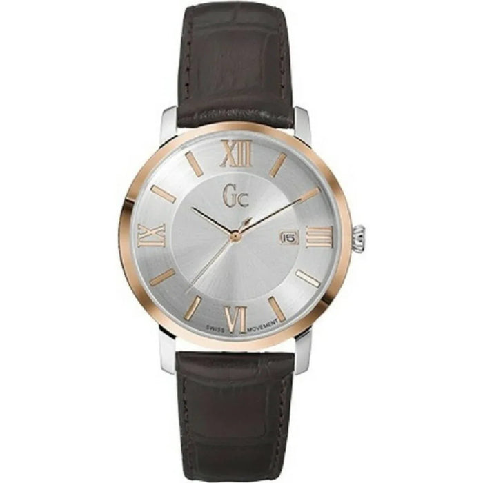 Men's Watch GC Watches X60019G1S, Stylish 40mm Silver Stainless Steel Wristwatch with Leather Strap - Allen-Fitness