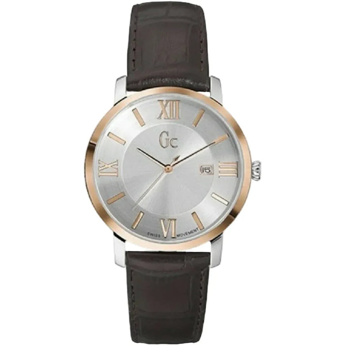 Men's Watch GC Watches X60019G1S, Stylish 40mm Silver Stainless Steel Wristwatch with Leather Strap - Allen-Fitness