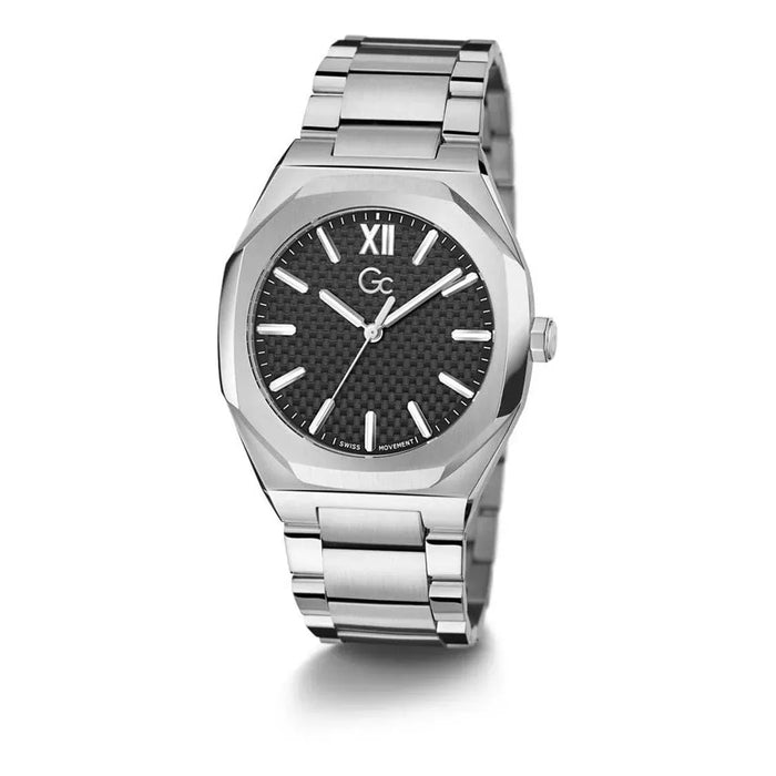 Men's Watch GC Watches Z26004G2MF - 42mm Grey Stainless Steel Quartz Wristwatch with Black Face - Allen-Fitness