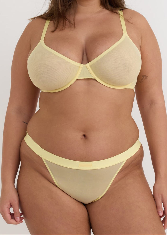 Organic Basics - Mesh Unlined Demi Bra - Light Lemon -