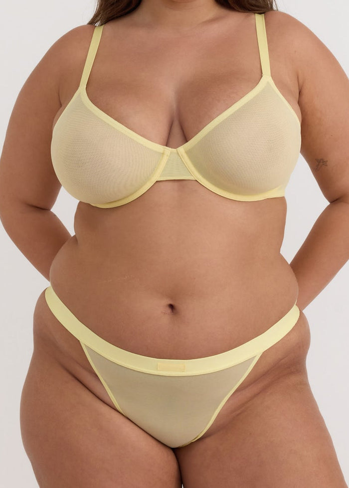 Organic Basics - Mesh Unlined Demi Bra - Light Lemon -