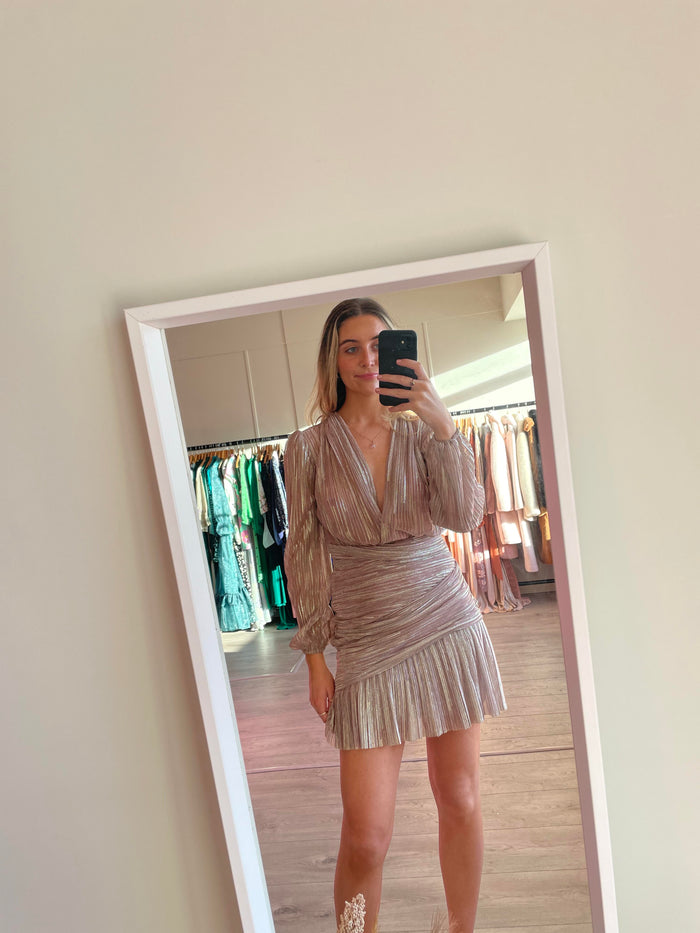 Metallic-effect Gathered Dress