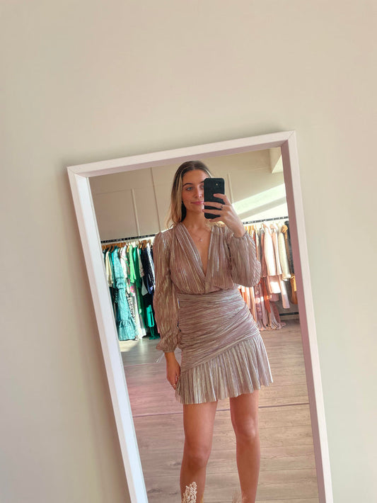 Metallic-effect Gathered Dress