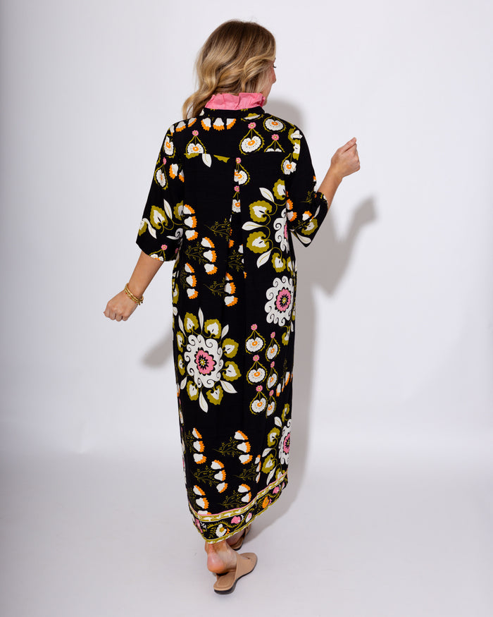 Midnight Bloom Boho Midi Dress