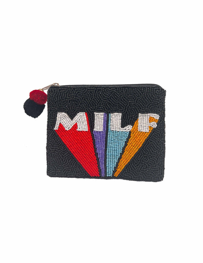 MILF RAINBOW BEADED COIN POUCH