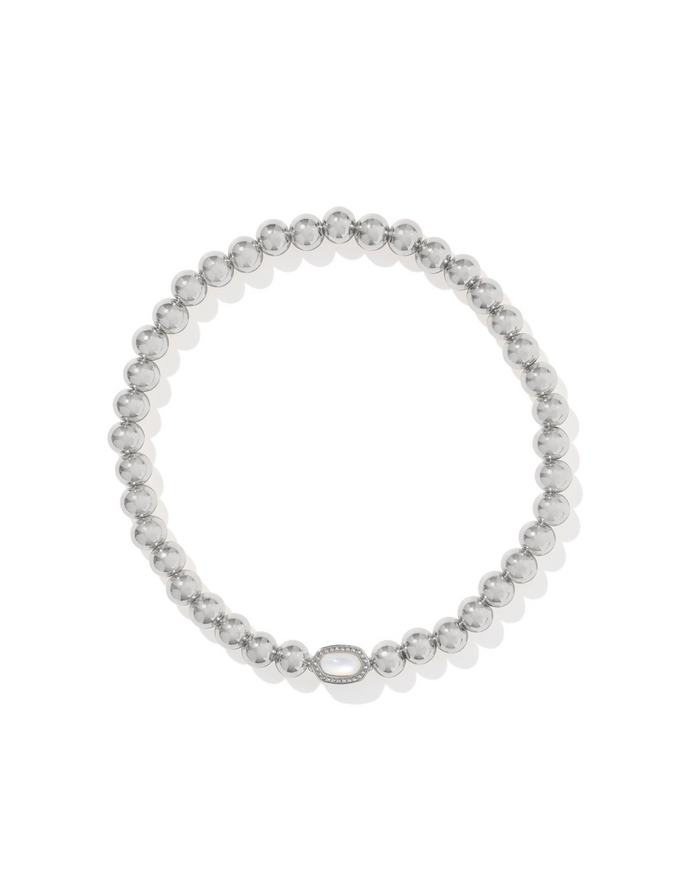 Mini Elaina Stretch Bracelet in Silver Ivory MOP
