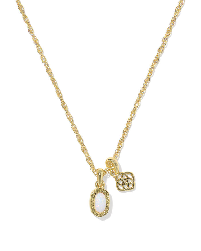 Mini Elisa Dira Necklace Gold Bright White Opal