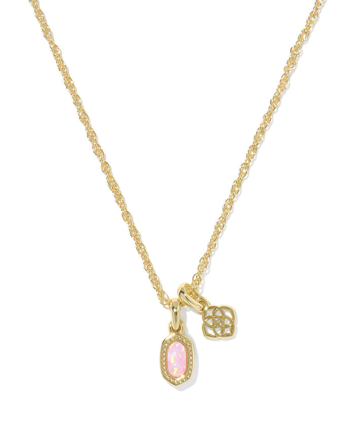 Mini Elisa Dira Necklace Gold Light Pink Lab Opal