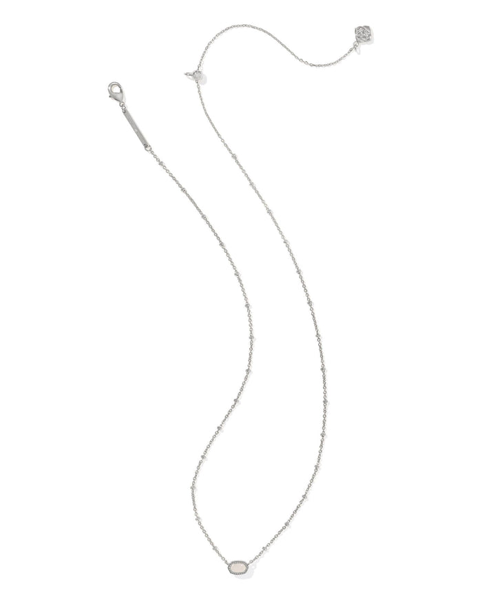 Mini Elisa Satellite Short Pendant Necklace in Rhodium Iridescent Drusy