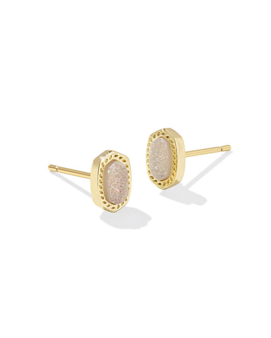 Mini Ellie Stud Earring in Gold Iridescent Drusy