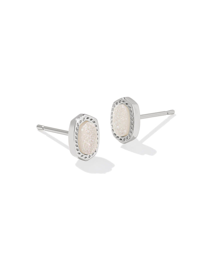 Mini Ellie Stud Earring in Silver Iridescent Drusy