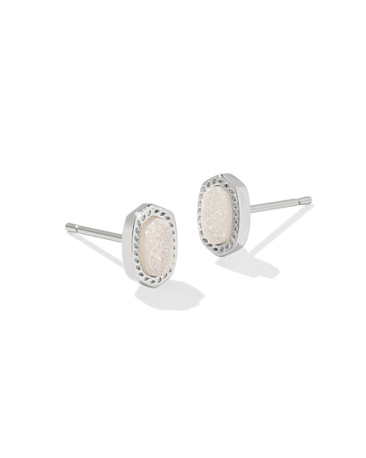 Mini Ellie Stud Earring in Silver Iridescent Drusy