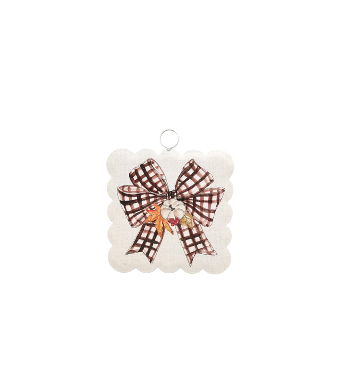 Mini Scallop Checked Bow Charm