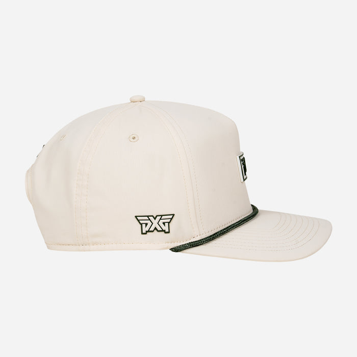 Beige cap with a logo on a white background
