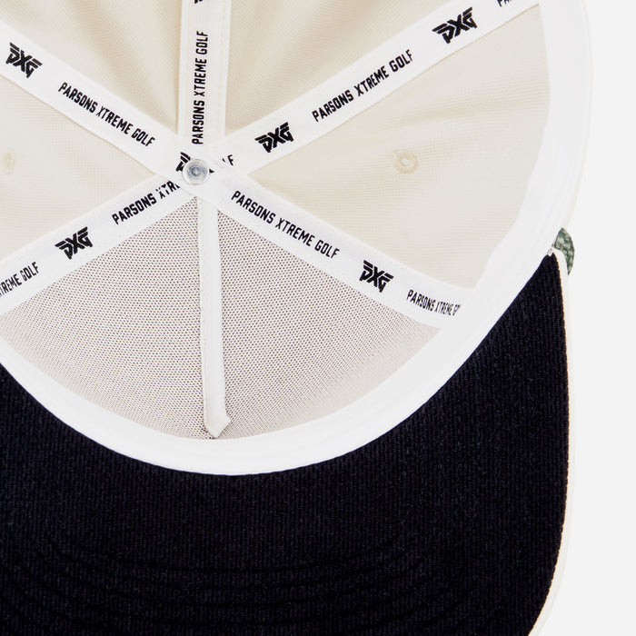 Beige cap with a logo on a white background