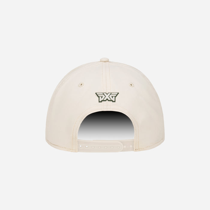 Beige cap with a logo on a white background