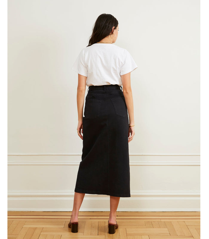 Loup - Monica Denim Midi Skirt - Black -
