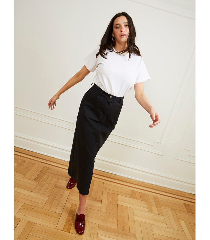 Loup - Monica Denim Midi Skirt - Black -