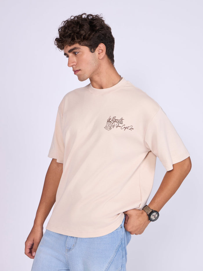 Moovin - Eco-Inspired Tree Rings Graphic T-Shirt - Cream