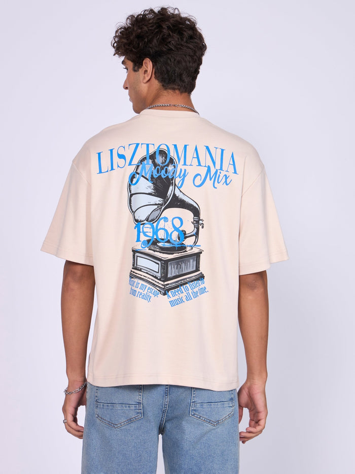 men wearing Lisztomania Retro Music Graphic T-Shirt - Cream