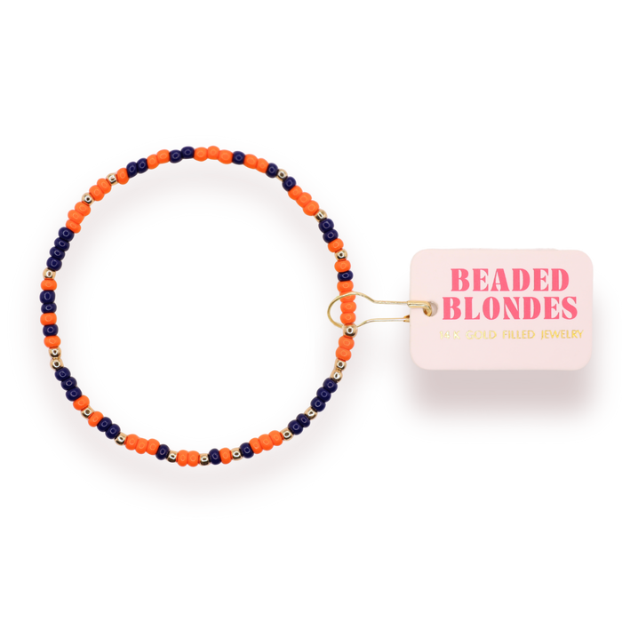 Navy Blue and Orange Sprinkle Bracelet