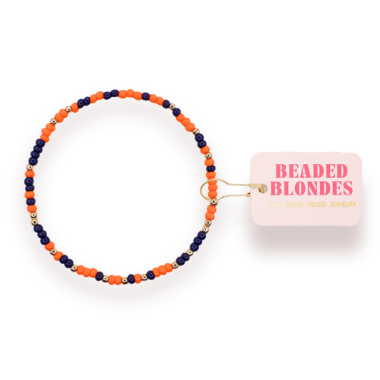 Navy Blue and Orange Sprinkle Bracelet