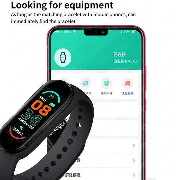 NNEOBA Smart Fitness Bracelet Watch Black - Heart Rate, Blood Pressure Monitoring & Waterproof IP67 - Allen-Fitness