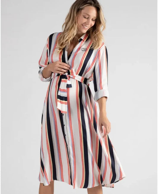 Normandie maternity and nursing shirt dress red/navy