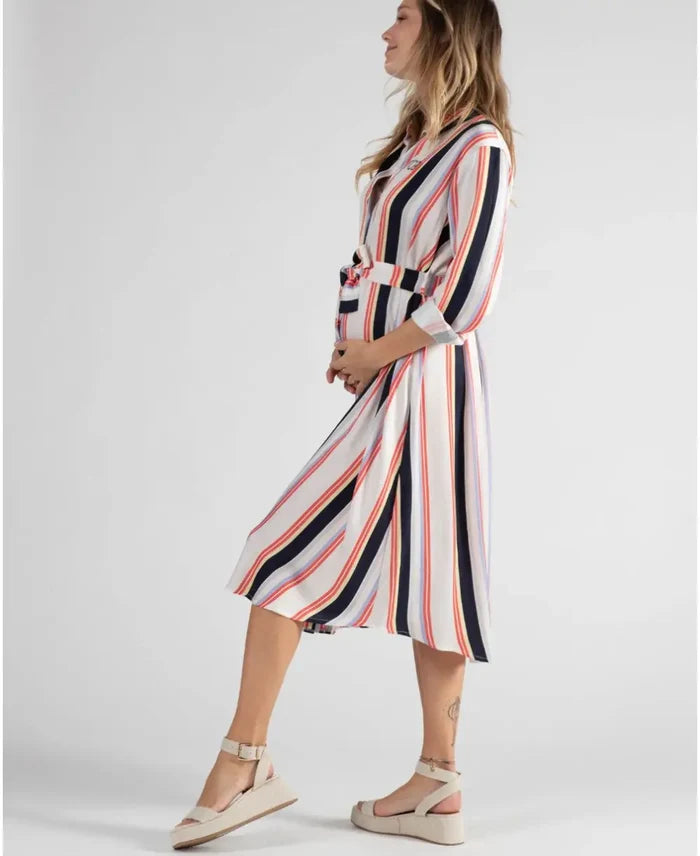 Normandie maternity and nursing shirt dress red/navy